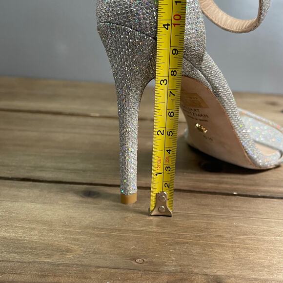 Stuart Weitzman Women's Nudistcurve Heeled Sandal Size 6.5 Crystal Silver 100 mm - Picture 15 of 16